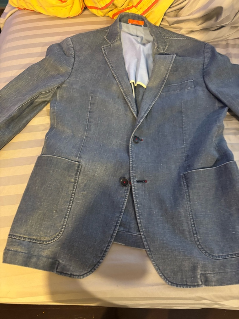 TALLIA Light Blue Denim Sport Coat with Notch Lapel
